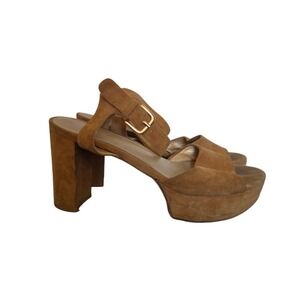 Stuart Weitzman Brown Suede Preppy Pin Up Platform Heels Pumps Shoes Sz‎ 7.5